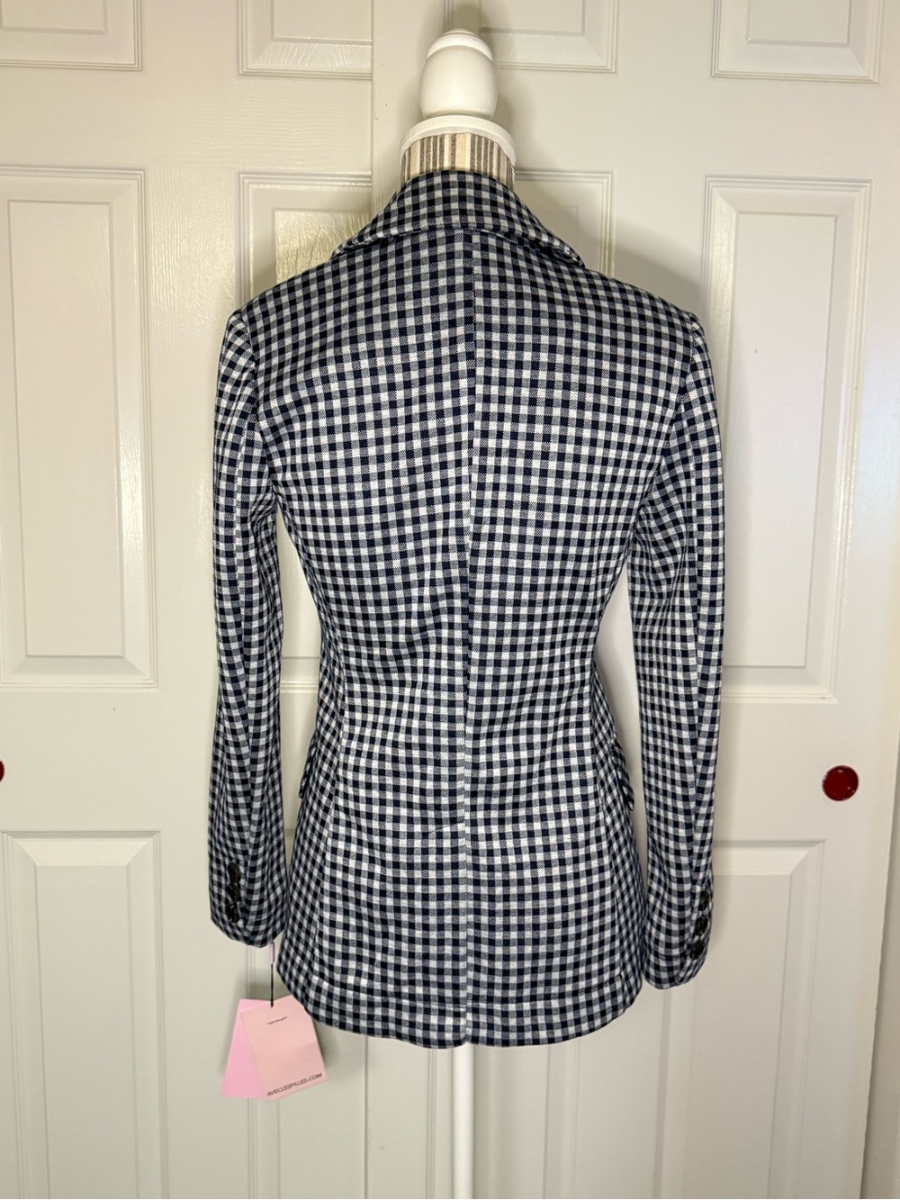 Anthropologie Avec Les Filles XS Petite Gingham Double Breasted Blazer NWT $148 - Picture 7 of 11